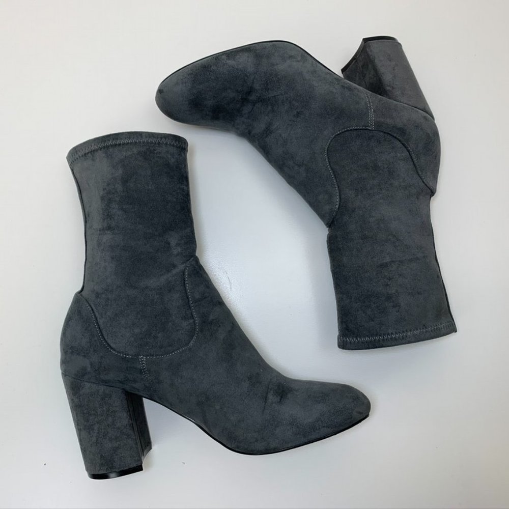 Halogen Jacy Gray Sock Bootie Wrapped Stack Heel - image 6